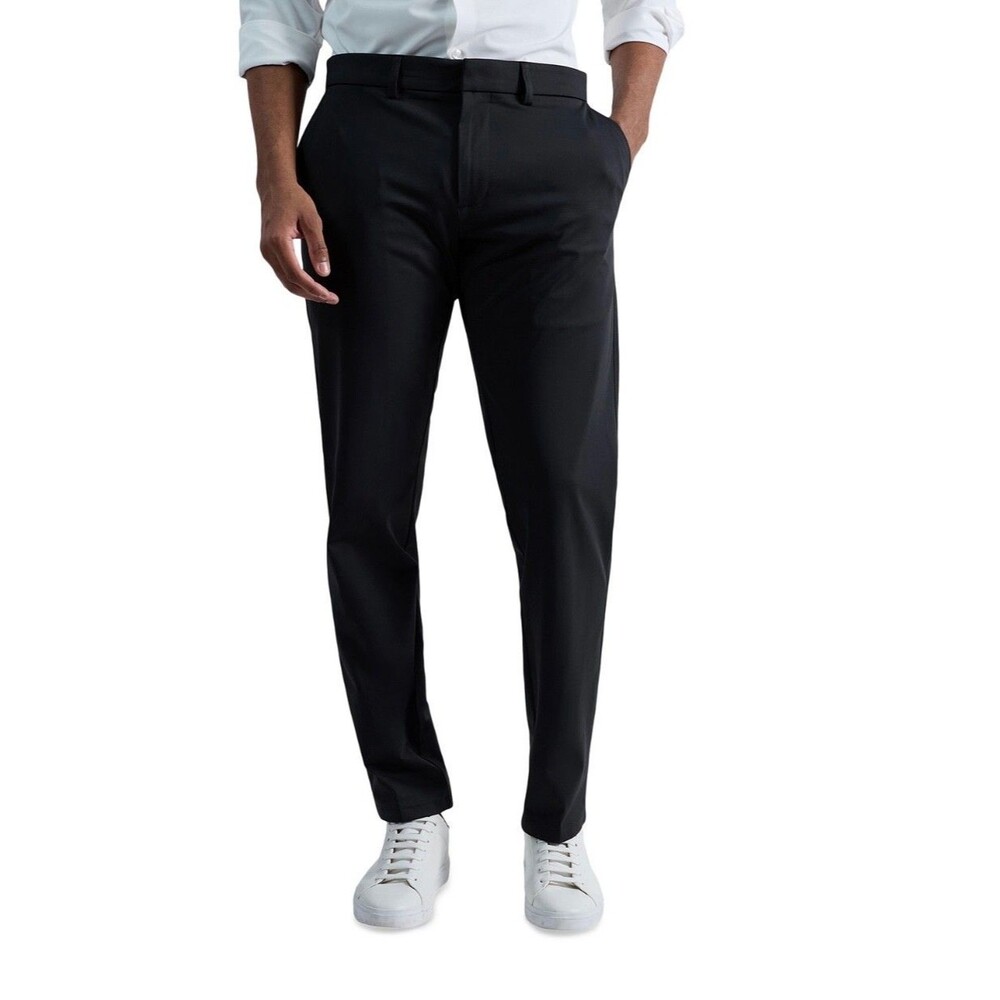 $95 NEW KENNETH COLE REACTION Mens 31x30 Solid Black Trousers Dress Pants Slacks